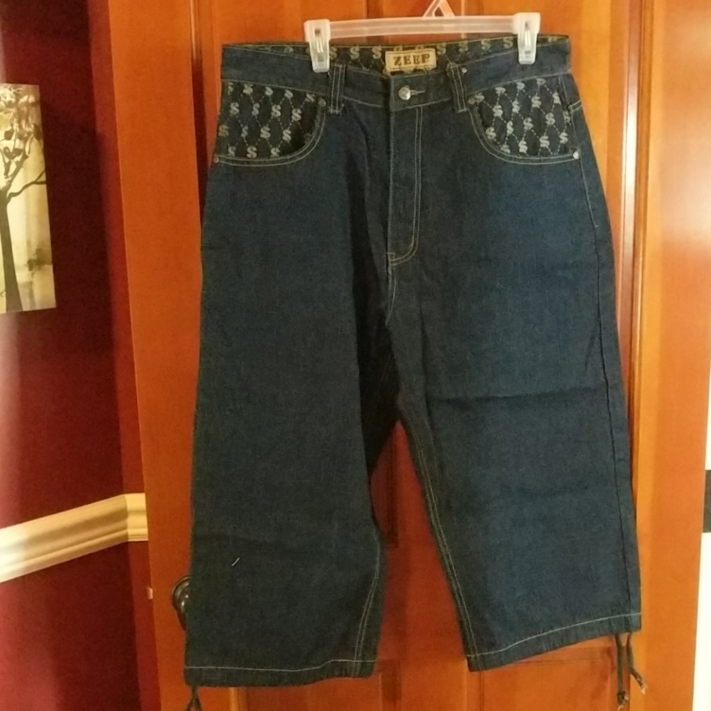Large Mens Zeep Brand Money Designer Jean Shorts